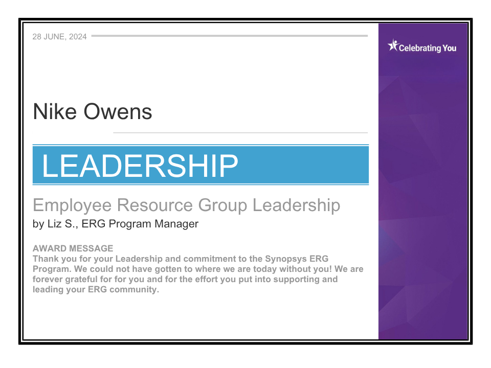 ERG Leadership Award award